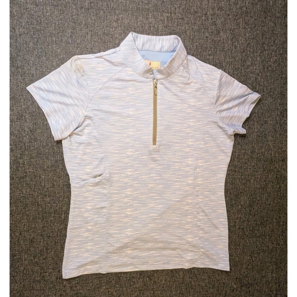 Sport Haley Performance Golf 1/4 Zip Shirt White/Blue Striped Women's Medium